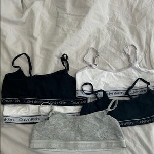 Lot of Calvin Klein Girls Bralette Cami Black, White, Gray XL 14 16